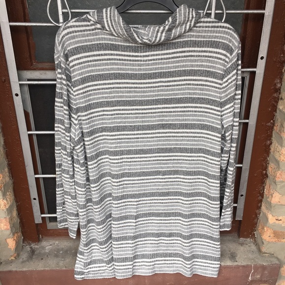 Chico’s Zenergy cozy stripe cowl neck tunic gray 3 - Picture 3 of 8